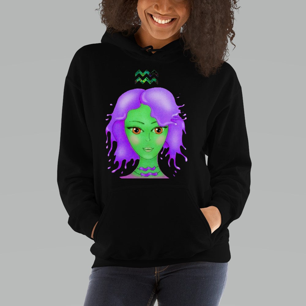 Athletic Casualwear Hoodie for Women- Aquarius Sun Sign. WickedYo.